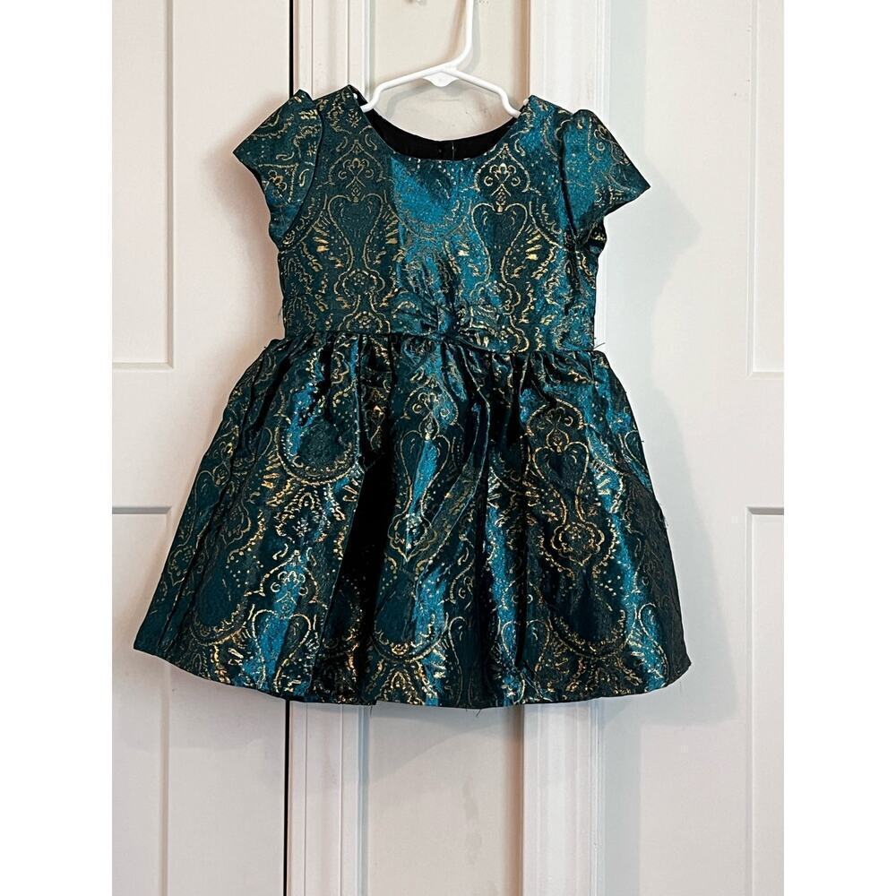 Girls Teal and Gold Party Dress